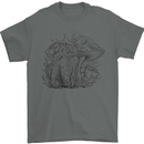 A Cat & Mushroom Foraging Ecology Nature Mens T-Shirt 100% Cotton Charcoal