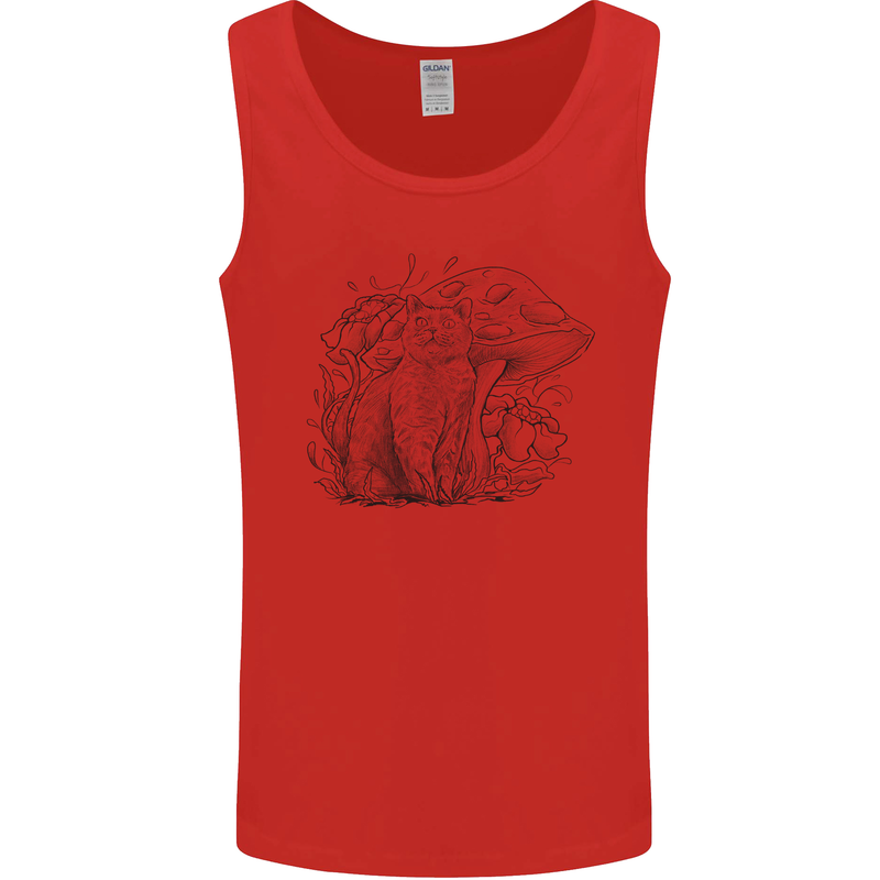 A Cat & Mushroom Foraging Ecology Nature Mens Vest Tank Top Red