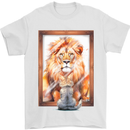 A Cat and Lion Mirror Reflection Mens T-Shirt 100% Cotton White