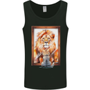 A Cat and Lion Mirror Reflection Mens Vest Tank Top Black
