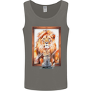 A Cat and Lion Mirror Reflection Mens Vest Tank Top Charcoal