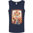 A Cat and Lion Mirror Reflection Mens Vest Tank Top Navy Blue