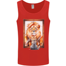 A Cat and Lion Mirror Reflection Mens Vest Tank Top Red
