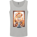 A Cat and Lion Mirror Reflection Mens Vest Tank Top Sports Grey