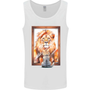 A Cat and Lion Mirror Reflection Mens Vest Tank Top White