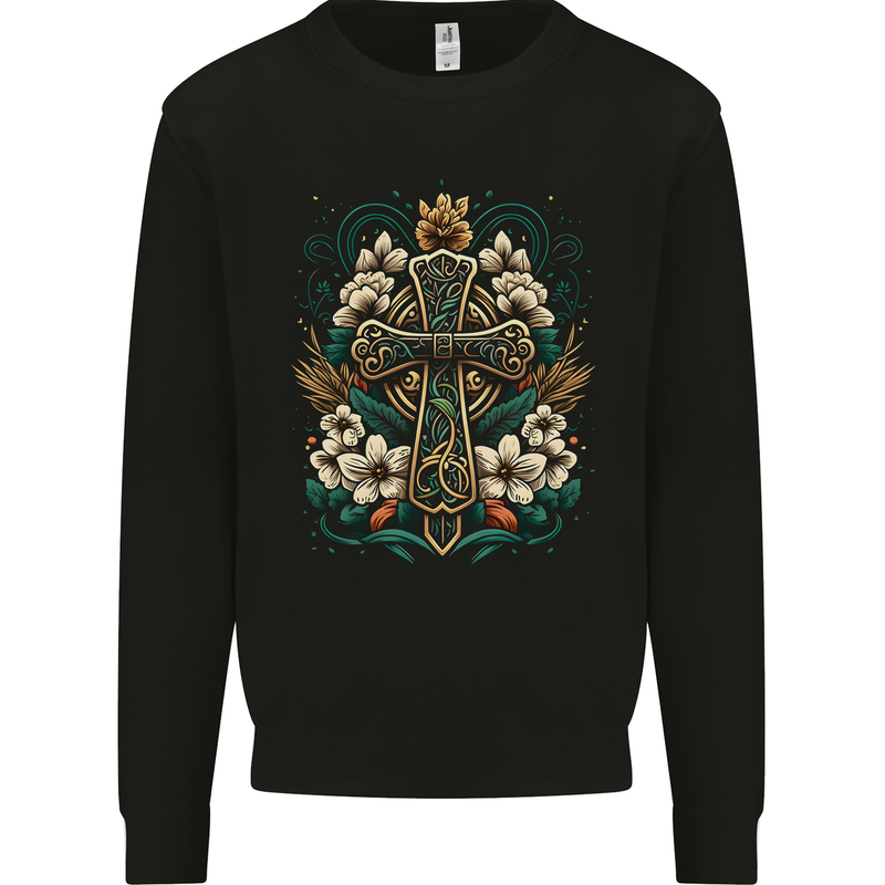 A Celtic Cross Mens Sweatshirt Jumper Black