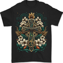 A Celtic Cross Mens T-Shirt 100% Cotton BLACK