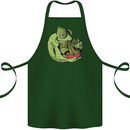 A Chameleon Eating Ramen Cotton Apron 100% Organic Forest Green