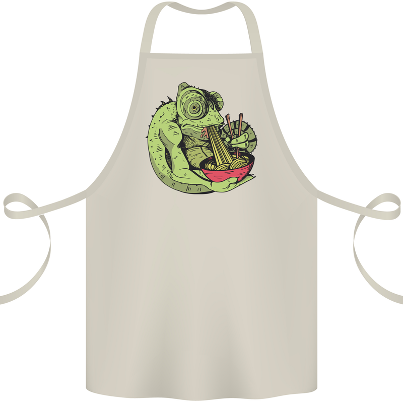 A Chameleon Eating Ramen Cotton Apron 100% Organic Natural