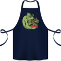 A Chameleon Eating Ramen Cotton Apron 100% Organic Navy Blue