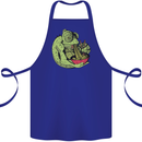 A Chameleon Eating Ramen Cotton Apron 100% Organic Royal Blue