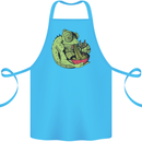 A Chameleon Eating Ramen Cotton Apron 100% Organic Turquoise