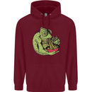 A Chameleon Eating Ramen Mens 80% Cotton Hoodie Maroon
