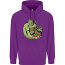 A Chameleon Eating Ramen Mens 80% Cotton Hoodie Purple