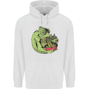 A Chameleon Eating Ramen Mens 80% Cotton Hoodie White