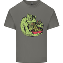 A Chameleon Eating Ramen Mens Cotton T-Shirt Tee Top Charcoal