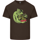A Chameleon Eating Ramen Mens Cotton T-Shirt Tee Top Dark Chocolate