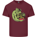 A Chameleon Eating Ramen Mens Cotton T-Shirt Tee Top Maroon