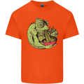 A Chameleon Eating Ramen Mens Cotton T-Shirt Tee Top Orange