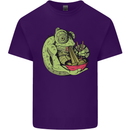 A Chameleon Eating Ramen Mens Cotton T-Shirt Tee Top Purple