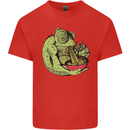 A Chameleon Eating Ramen Mens Cotton T-Shirt Tee Top Red