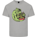 A Chameleon Eating Ramen Mens Cotton T-Shirt Tee Top Sports Grey