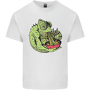 A Chameleon Eating Ramen Mens Cotton T-Shirt Tee Top White