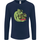 A Chameleon Eating Ramen Mens Long Sleeve T-Shirt Navy Blue
