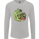 A Chameleon Eating Ramen Mens Long Sleeve T-Shirt Sports Grey