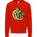 A Chameleon Eating Ramen Mens Sweatshirt Jumper Bright Red