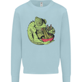 A Chameleon Eating Ramen Mens Sweatshirt Jumper Light Blue