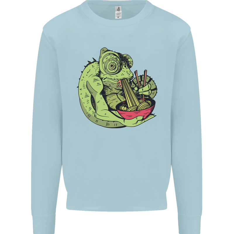 A Chameleon Eating Ramen Mens Sweatshirt Jumper Light Blue