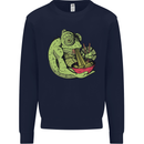 A Chameleon Eating Ramen Mens Sweatshirt Jumper Navy Blue