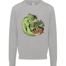 A Chameleon Eating Ramen Mens Sweatshirt Jumper Sports Grey