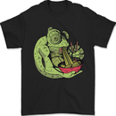 A Chameleon Eating Ramen Mens T-Shirt 100% Cotton Black