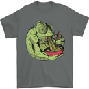 A Chameleon Eating Ramen Mens T-Shirt 100% Cotton Charcoal