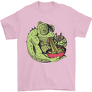 A Chameleon Eating Ramen Mens T-Shirt 100% Cotton Light Pink