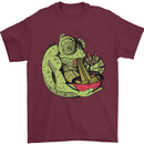 A Chameleon Eating Ramen Mens T-Shirt 100% Cotton Maroon