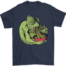 A Chameleon Eating Ramen Mens T-Shirt 100% Cotton Navy Blue