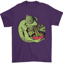A Chameleon Eating Ramen Mens T-Shirt 100% Cotton Purple