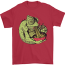 A Chameleon Eating Ramen Mens T-Shirt 100% Cotton Red