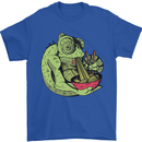 A Chameleon Eating Ramen Mens T-Shirt 100% Cotton Royal Blue