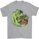 A Chameleon Eating Ramen Mens T-Shirt 100% Cotton Sports Grey