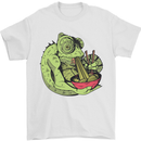 A Chameleon Eating Ramen Mens T-Shirt 100% Cotton White
