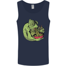 A Chameleon Eating Ramen Mens Vest Tank Top Navy Blue