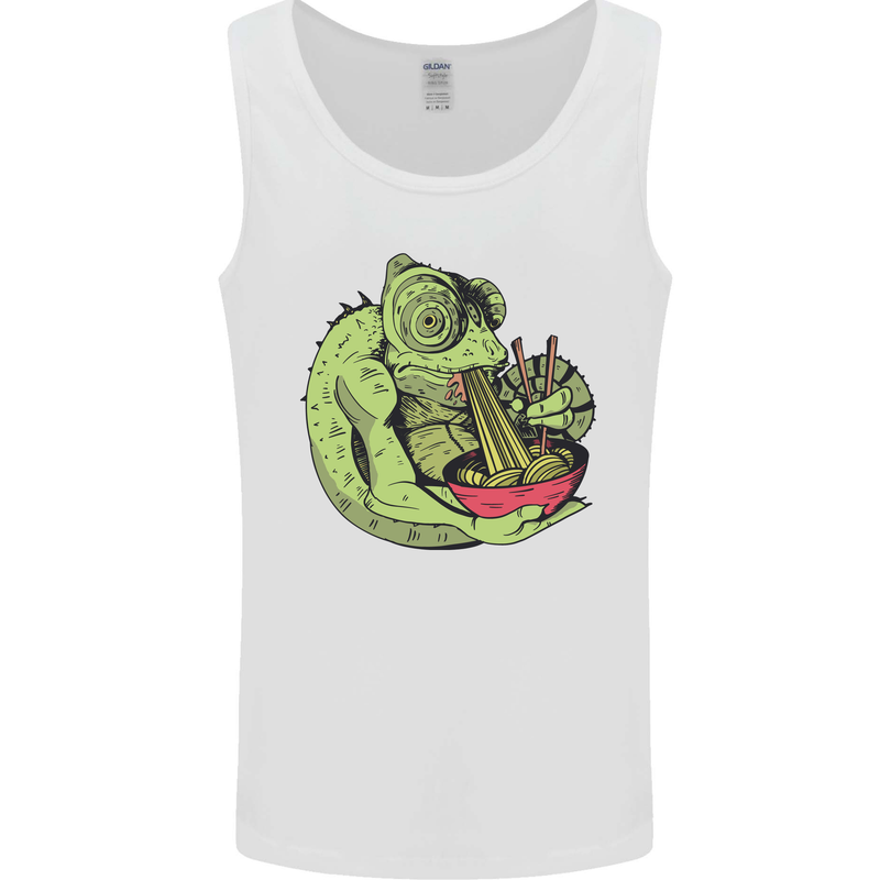 A Chameleon Eating Ramen Mens Vest Tank Top White