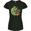 A Chameleon Eating Ramen Womens Petite Cut T-Shirt Black