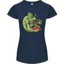 A Chameleon Eating Ramen Womens Petite Cut T-Shirt Navy Blue