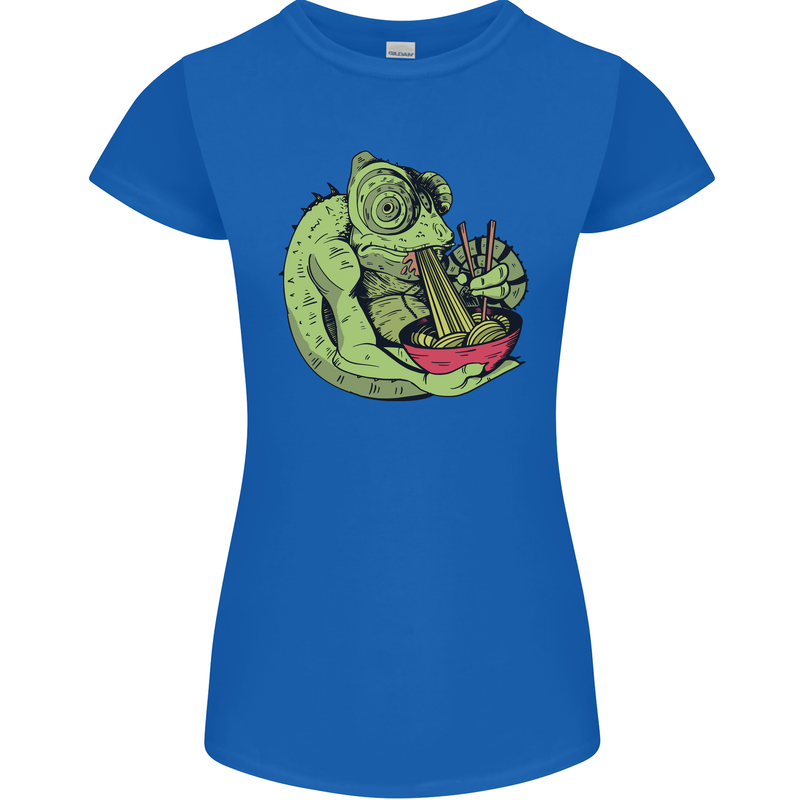 A Chameleon Eating Ramen Womens Petite Cut T-Shirt Royal Blue