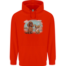 A Chihuahua & Cocker Spaniel Dogs Mens 80% Cotton Hoodie Bright Red